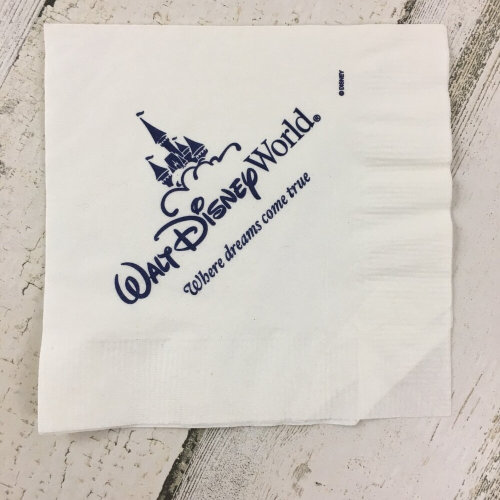 Vtg Walt Disney World Where Dreams Come True Paper Drink Napkin Bar Restaurant